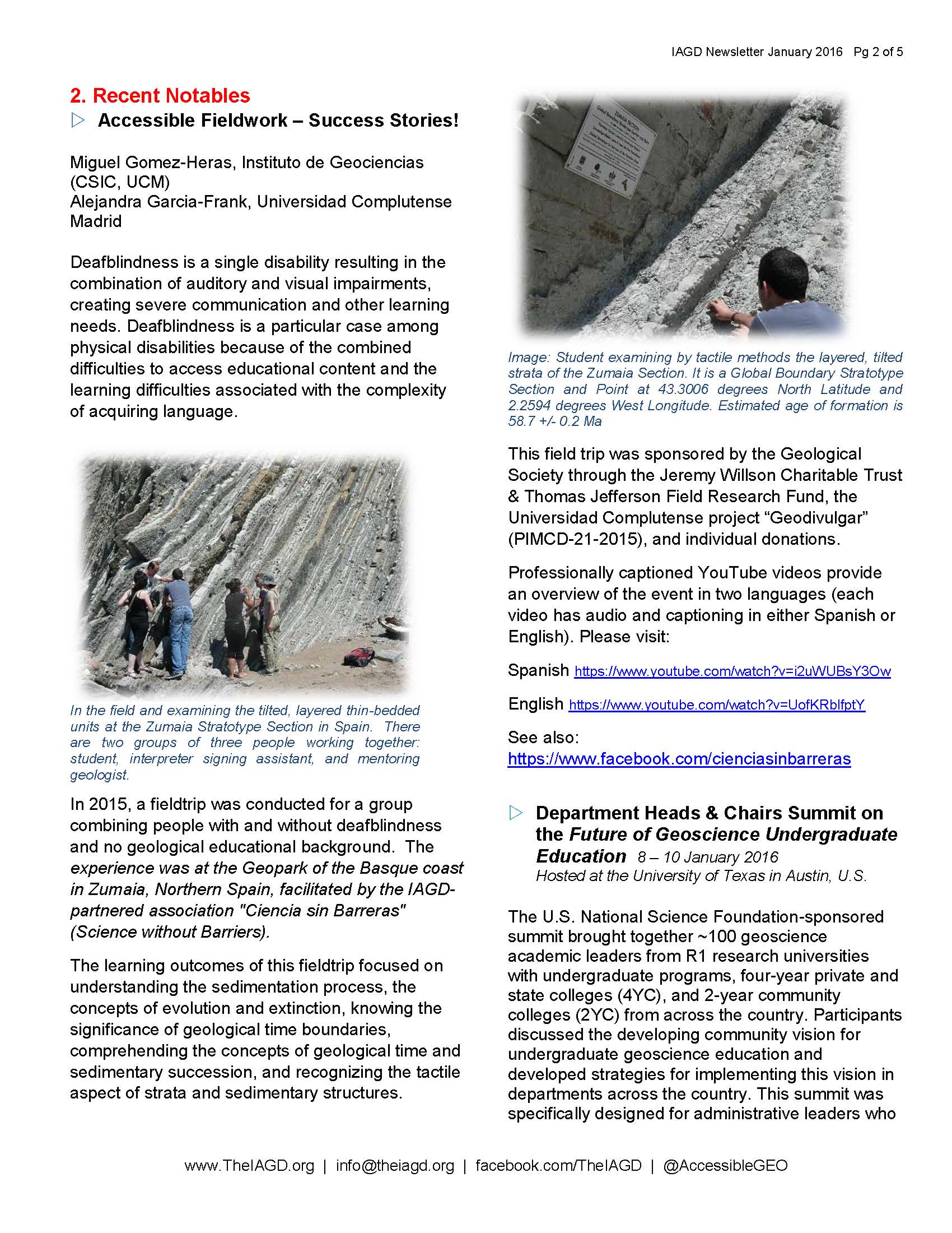 Geodivulgar y Ciencia sin Barreras en el Newsletter de la International Association of Geoscience Diversity
